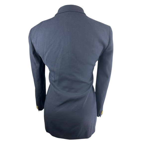 *Flaw Lauren Ralph Lauren Crown Crest 100% Wool Blazer Jacket Navy Womens Size 6 - Picture 5 of 16